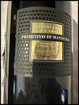 Flasche Primitivo Sessantanni